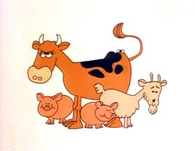 Screenshots from the 1973 Focus Design, Inc. cartoon The Four-Legged Zoo