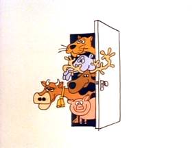Screenshots from the 1973 Focus Design, Inc. cartoon The Four-Legged Zoo