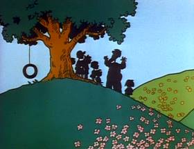 Screenshots from the 1973 Focus Design, Inc. cartoon Ready or Not, Here I Come