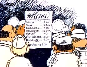 Screenshots from the 1973 Focus Design, Inc. cartoon I Got Six