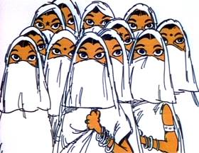 Screenshots from the 1973 Focus Design, Inc. cartoon I Got Six