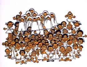 Screenshots from the 1973 Focus Design, Inc. cartoon I Got Six