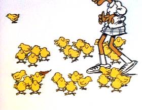 Screenshots from the 1973 Focus Design, Inc. cartoon I Got Six