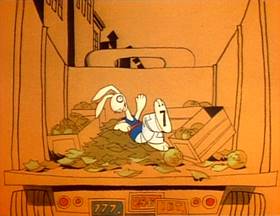 Screenshots from the 1973 Focus Design, Inc. cartoon Lucky Seven Sampson