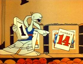 Screenshots from the 1973 Focus Design, Inc. cartoon Lucky Seven Sampson
