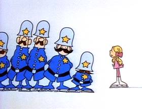 Screenshots from the 1973 Focus Design, Inc. cartoon Figure Eight