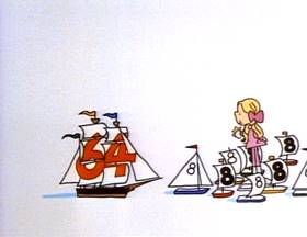 Screenshots from the 1973 Focus Design, Inc. cartoon Figure Eight