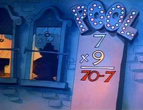 Screenshots from the 1973 Focus Design, Inc. cartoon Naughty Number Nine