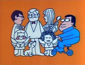 Screenshots from the 1973 Focus Design, Inc. cartoon The Good Eleven