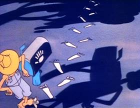 Screenshots from the 1973 Focus Design, Inc. cartoon Little Twelvetoes
