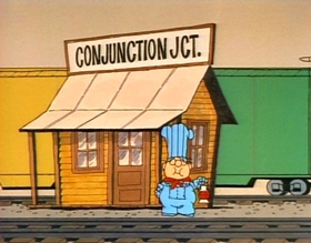 Screenshots from the 1973 Focus Design, Inc. cartoon Conjunction Junction