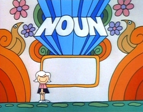 Screenshots from the 1973 Focus Design, Inc. cartoon A Noun Is A Person, Place Or Thing