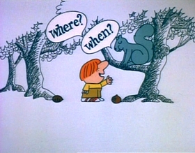 Screenshots from the 1974 Focus Design, Inc. cartoon Lolly, Lolly, Lolly, Get Your Adverbs Here