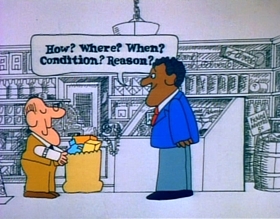 Screenshots from the 1974 Focus Design, Inc. cartoon Lolly, Lolly, Lolly, Get Your Adverbs Here