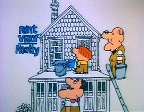 Screenshots from the 1974 Focus Design, Inc. cartoon Lolly, Lolly, Lolly, Get Your Adverbs Here