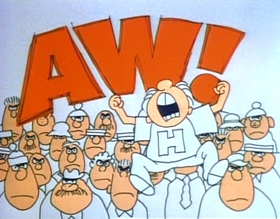 Screenshots from the 1974 Focus Design, Inc. cartoon Interjections!