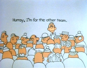 Screenshots from the 1974 Focus Design, Inc. cartoon Interjections!