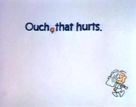 Screenshots from the 1974 Focus Design, Inc. cartoon Interjections!