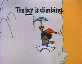 Screenshots from the 1974 Focus Design, Inc. cartoon Verb: That