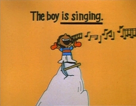 Screenshots from the 1974 Focus Design, Inc. cartoon Verb: That