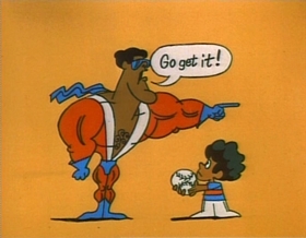 Screenshots from the 1974 Focus Design, Inc. cartoon Verb: That