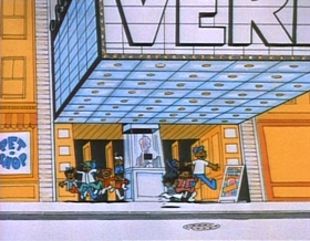 Screenshots from the 1974 Focus Design, Inc. cartoon Verb: That