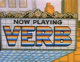 Screenshots from the 1974 Focus Design, Inc. cartoon Verb: That