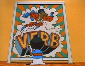 Screenshots from the 1974 Focus Design, Inc. cartoon Verb: That