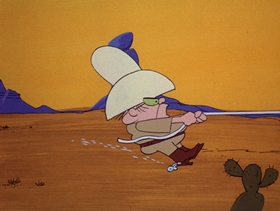 Screenshots from the 1974 DePatie Freleng cartoon Giddy Up Woe