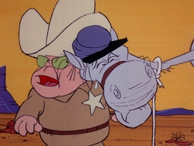 Screenshots from the 1974 DePatie Freleng cartoon Giddy Up Woe