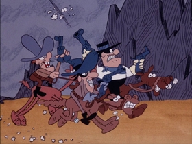 Screenshots from the 1974 DePatie Freleng cartoon Gold Struck