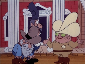 Screenshots from the 1974 DePatie Freleng cartoon Gold Struck
