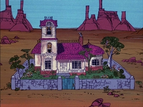 Screenshots from the 1974 DePatie Freleng cartoon As the Tumbleweed Turns