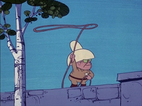 Screenshots from the 1974 DePatie Freleng cartoon As the Tumbleweed Turns