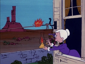 Screenshots from the 1974 DePatie Freleng cartoon As the Tumbleweed Turns