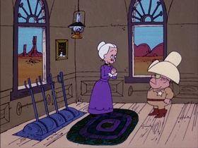 Screenshots from the 1974 DePatie Freleng cartoon As the Tumbleweed Turns