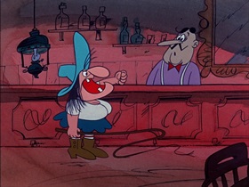 Screenshots from the 1974 DePatie Freleng cartoon The Badge and the Beautiful