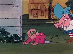 Screenshots from the 1974 DePatie Freleng cartoon The Badge and the Beautiful