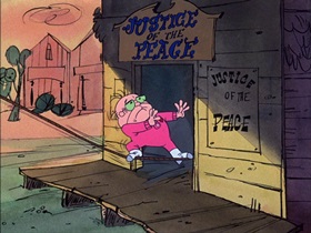 Screenshots from the 1974 DePatie Freleng cartoon The Badge and the Beautiful