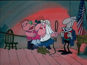 Screenshots from the 1974 DePatie Freleng cartoon The Badge and the Beautiful