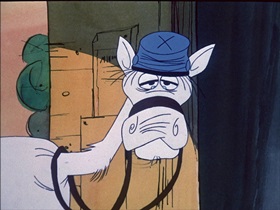 Screenshots from the 1974 DePatie Freleng cartoon The Badge and the Beautiful