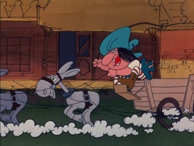 Screenshots from the 1974 DePatie Freleng cartoon The Badge and the Beautiful