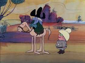 Screenshots from the 1974 DePatie Freleng cartoon Big Beef at the O.K. Corral