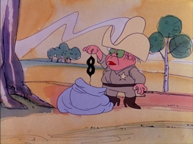 Screenshots from the 1974 DePatie Freleng cartoon By Hoot or By Crook