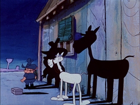 Screenshots from the 1974 DePatie Freleng cartoon By Hoot or By Crook