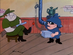 Screenshots from the 1974 DePatie Freleng cartoon By Hoot or By Crook