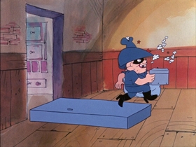 Screenshots from the 1974 DePatie Freleng cartoon By Hoot or By Crook