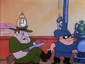 Screenshots from the 1974 DePatie Freleng cartoon By Hoot or By Crook