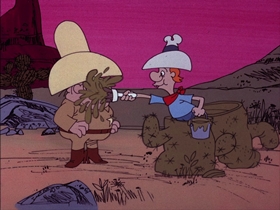 Screenshots from the 1974 DePatie Freleng cartoon Strange on the Range