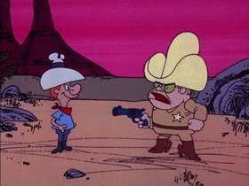 Screenshots from the 1974 DePatie Freleng cartoon Strange on the Range